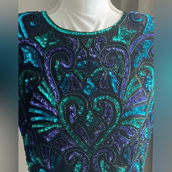 Laurence Kazar New York 100% Silk and Sequin Top Size Medium Vintage - Picture 4 of 10